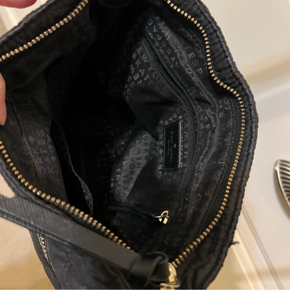 Kate Spade Black Quilted Crossbody Bag with Gold Zippers Long Strap - Picture 6 of 10